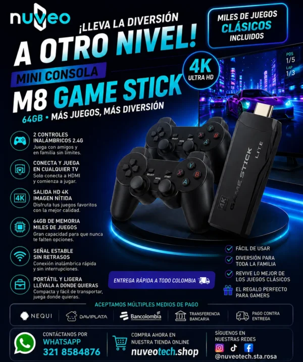 GameStick Mini Consola M8 Game Stick 64GB.